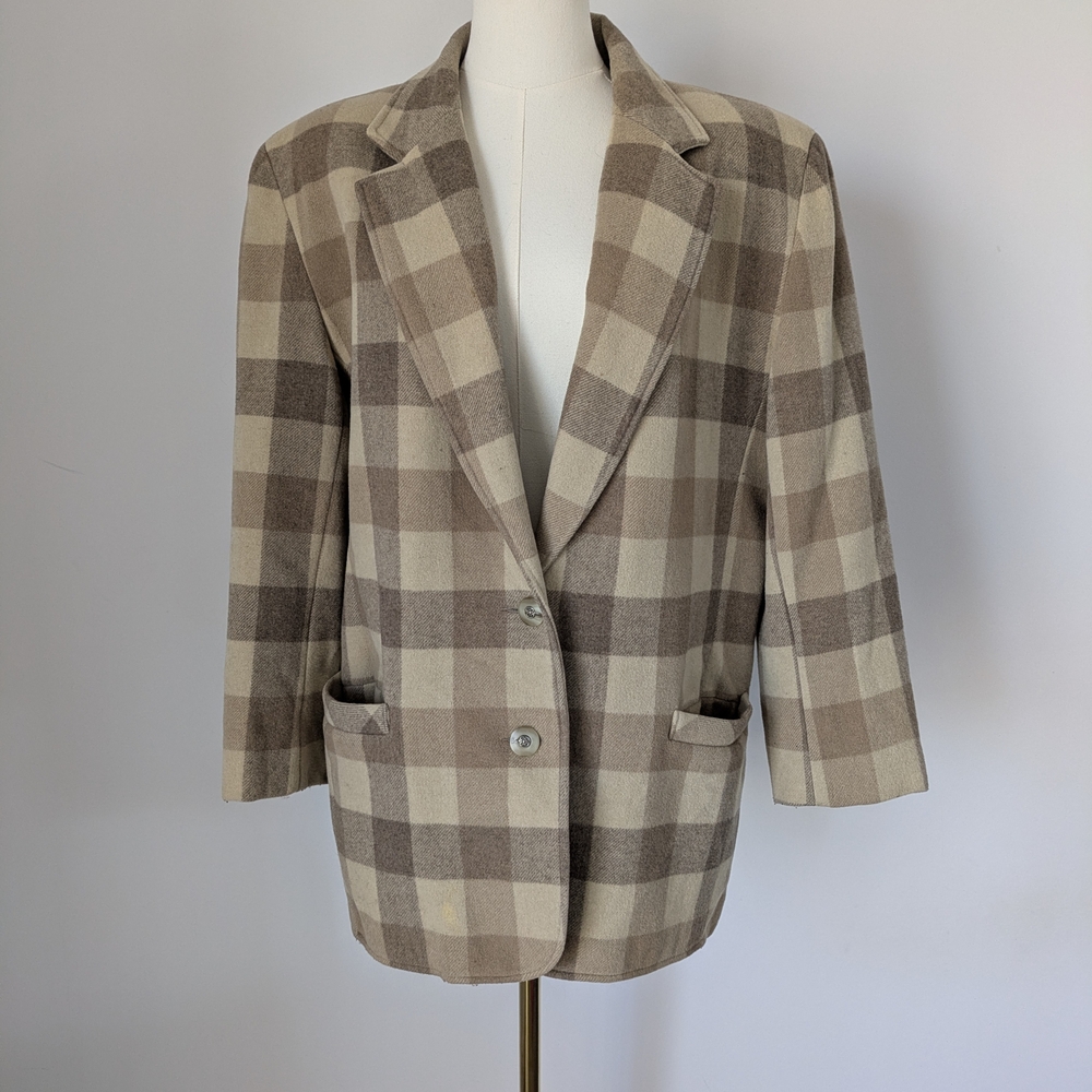 012_Cleo Vintage Plaid Women's Blazer Jacket Ptp22